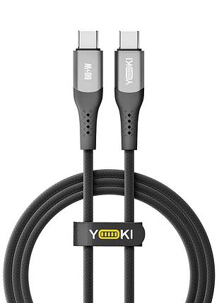 Кабель для заряджання та обміну даними usb yoki yk-so15 solid series type-c type-c 60w (3a/20v), 1.2 метра, чорний