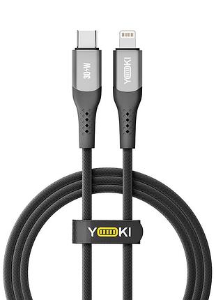 Кабель для заряджання та обміну даними usb yoki yk-so15 solid series type-c to lightning 30w (3a/10v), 1.2 метра, чорний