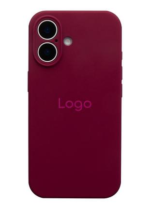 Чехол silicone case full с защитой камеры для iphone 16 maroon