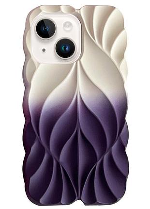 Силіконова накладка tpu leaf 3d (об'ємний дизайн) для apple iphone 15 white / purple