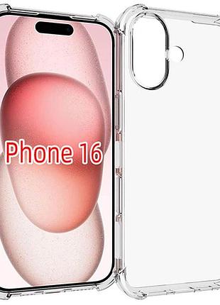 Tpu чохол getman ease logo посилені кути для apple iphone 16 (6.1") безбарвний (прозорий)