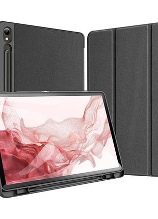 Чохол-книжка dux ducis domo сумісний із samsung tab s9 (x710/x716b) з s pen holder auto sleep wake black