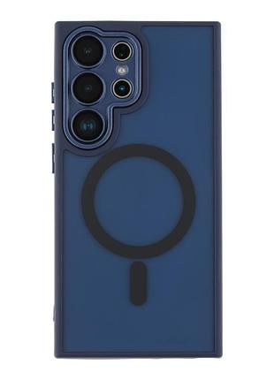 Чехол-накладка magnetic matte camera lens with magsafe for samsung galaxy s24 5g dark blue