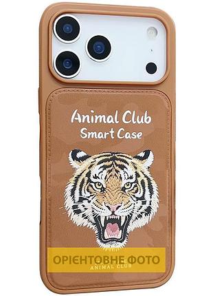 Чохол (накладка) animal club для apple iphone 16 захисний протиударний з принтом chocolate brown