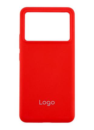 Чохол-накладка liquid silicone (aa) із захистом на камеру для poco x6 pro 5g red
