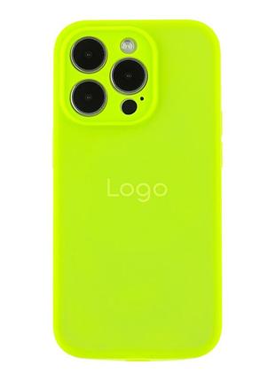 Чехол silicone case full с защитой камеры для iphone 14 pro shiny green
