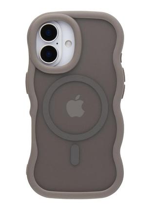 Волнистые чехлы tpu+pc aquawave with magsafe для iphone 16 с матовым покрытием grey