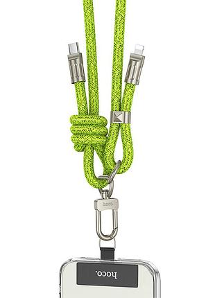 Дата кабель-шнурок hoco gh7 elegant type-c to lightning (1.8m) fluorescent green 3
