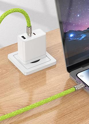 Дата кабель-шнурок hoco gh7 elegant type-c to lightning (1.8m) fluorescent green 4