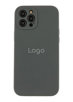 Чехол silicone case full с защитой камеры для iphone 12 pro dark grey