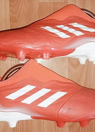 Бутсы кожаные аdidas copa sense.3 ll fg в красном цвете (solar red), размер 42 длина потолков 26.5 см