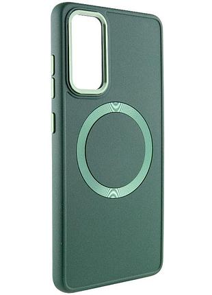 Tpu чехол bonbon metal style with magsafe для samsung galaxy a55 зеленый / army green