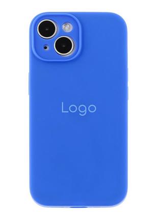 Чехол silicone case full с защитой камеры для iphone 15 shiny blue