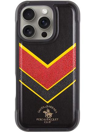 Кожаный чехол polo santa barbara barton для apple iphone 16 pro (6.3") black / yellow