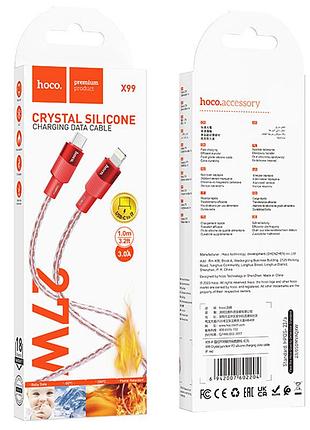 Дата кабель hoco x99 crystal junction pd 27w type-c to lightning (1m) red 6