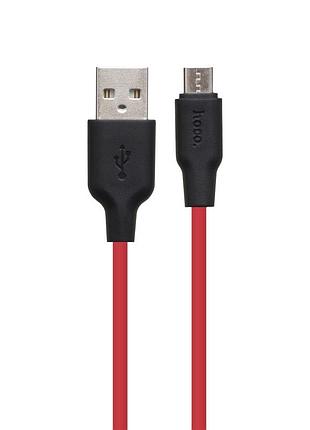 Зарядний дата кабель hoco. x21 plus usb на micro-usb 0.25м силіконове обплетення струм 2.4a чотирижильний емальований провід,