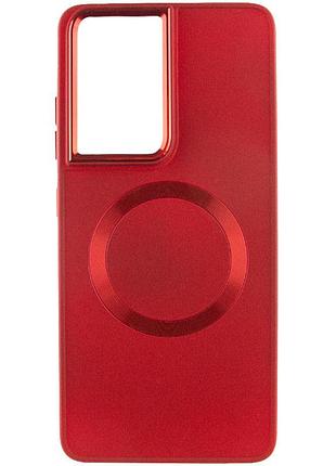 Tpu чохол bonbon metal style with magsafe для samsung galaxy s22 ultra червоний / red
