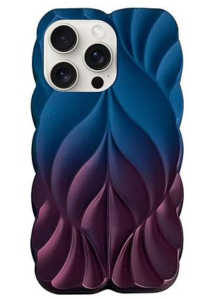 Силиконовая накладка tpu leaf 3d (объёмный дизайн) для apple iphone 15 pro max navy blue / plum