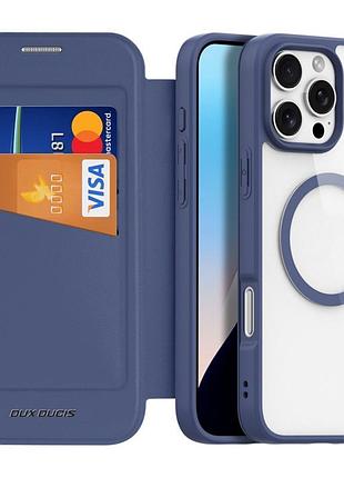 Чехол-книжка dux ducis skin x pro with magsafe для apple iphone 16 pro (6.3") blue