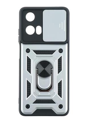 Чехол накладка guard shield armor с кольцом для motorola e14 silver
