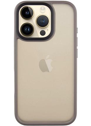 Накладка-чехол metal buttons для apple iphone 16 pro max (айфон 16 про макс) прозрачно-матовый, с металлическими кнопками grey