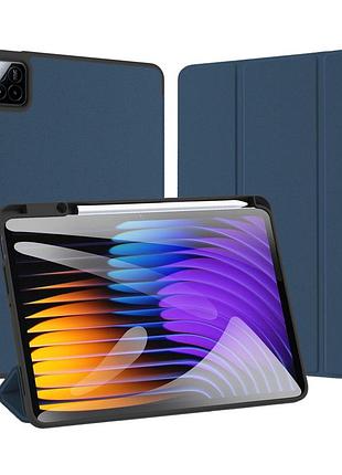 Чехол-книжка dux ducis domo совместим с xiaomi pad 7/xiaomi pad 7 pro with stylus pen holder auto sleep wake blue