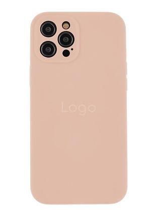 Чохол silicone case full із захистом камери для iphone 12 pro max pink sand