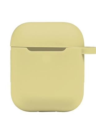 Чехол silicone case с карабином для airpods 1 / airpods 2 crem yellow