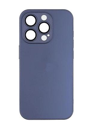 Чехол-накладка стеклянный матовый с защитой камеры matte ag-glass для iphone 14 pro max navy blue