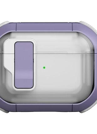 Протиударний захисний чохол locking button кейс для навушників airpods pro 3 light purple