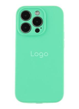 Чехол silicone case full с защитой камеры для iphone 14 pro spearmint