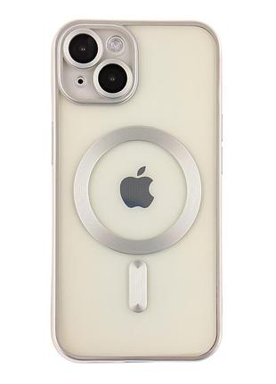 Чехол tpu metallic chrome full camera magsafe для iphone 15 silver