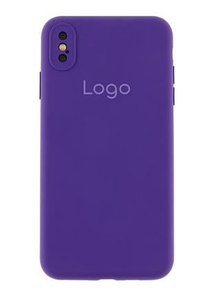 Чехол silicone case full size with frame для apple iphone xs max purple