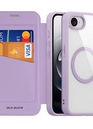 Чохол-книжка dux ducis skin x pro magsafe для iphone 16e purple pink