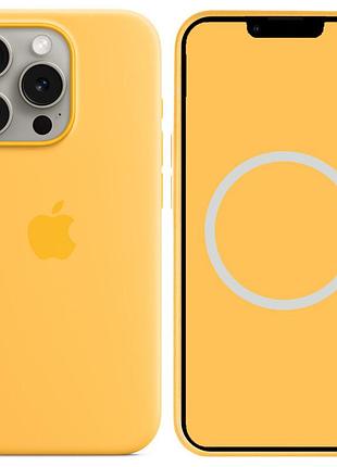 Чехол silicone case (aaa) with magsafe and animation для apple iphone 15 pro max (6.7") желтый / sunshine