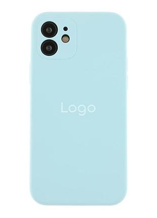 Чехол silicone case full с защитой камеры для iphone 12 sky blue