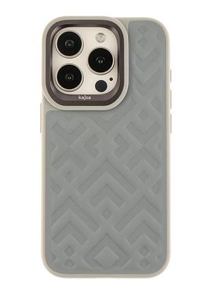 Чехол-накладка kajsa briquette collection rhombus для iphone 15 pro light grey