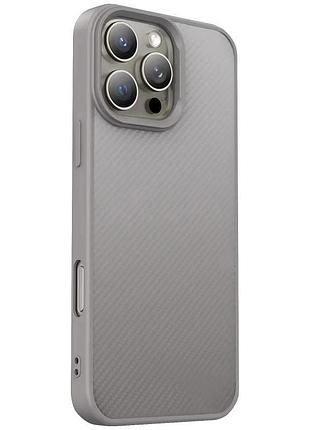 Tpu чехол carbon protective with magsafe для apple iphone 16 pro (6.3") grey