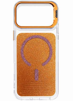 Сияющий чехол tpu, pc jewel sparkle magsafe для apple iphone 17 pro (айфон 17 про) противоударный кейс с драгоценным блеском,