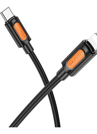 Кабель для заряджання та передачі даних usb borofone bx114 silicone type-c to lightning pd27w/3a 1метр black