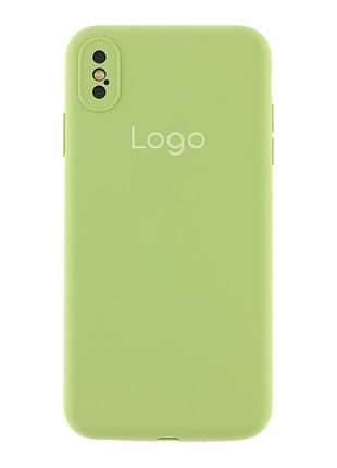 Чехол silicone case full с защитой камеры для iphone x/iphone xs mint