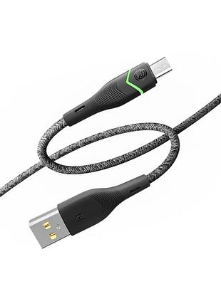 Кабель для зарядки usb ridea rc-rl15 rgb light usb/мicrousb 60w (20v/3a) 1.2m черный