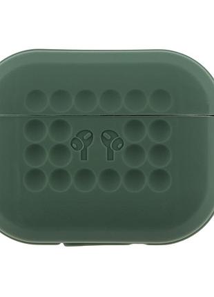 Футляр silicone fashion case с карабином для airpods pro dark green