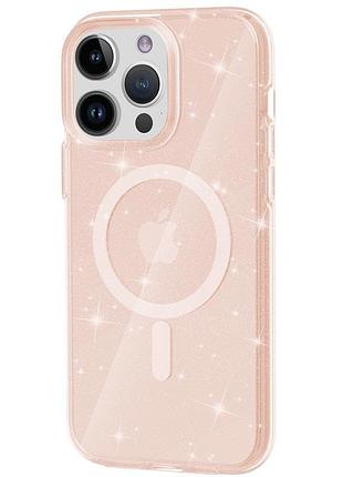 Сияющий чехол galaxy sparkle (magfit) для iphone 14 pro max сияющий дизайн с эффектом мерцания gold/glitter