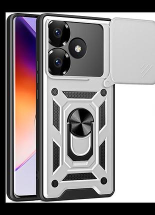 Чехол накладка guard shield armor с кольцом для xiaomi poco f6 pro 5g / redmi k70 5g / redmi k70 pro 5g silver