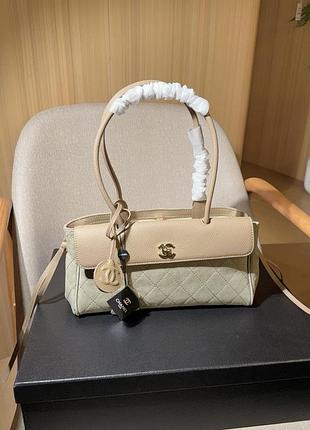 Сумка жіноча преміум top handle flap bag beige арт3917
