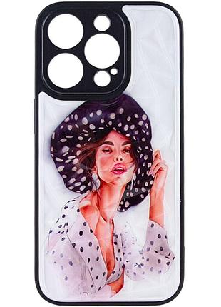 Tpu+pc чехол prisma ladies для apple iphone 14 pro max (6.7") girl in a hat