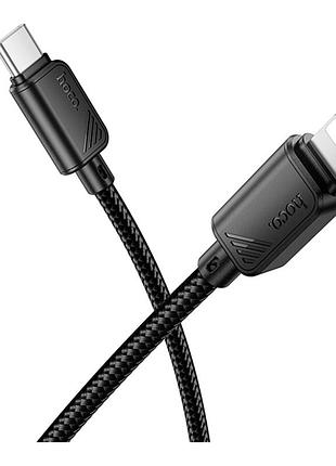 Кабель для заряджання та передачі даних usb hoco x113 nylon braided pd27w/3a type-c to lightning 1m для пристроїв apple black