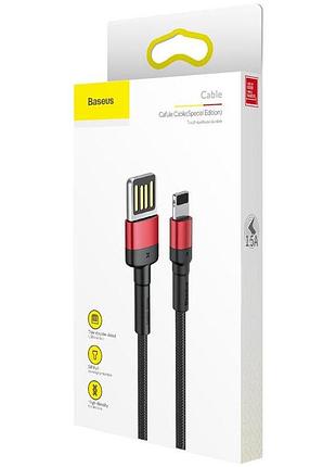 Дата кабель baseus cafule lightning cable special edition 2.4a (1m) (calklf-g) черный / красный 6