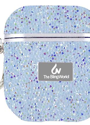 Чехол bling world rock diamond для airpods 1/ airpods 2, tpu, кристальный дизайн sky blue